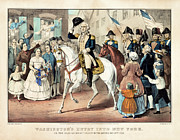 Washington's entry into New York Painting by Currier & Ives