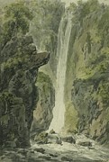 Waterfall Painting by Edward Dayes Waterfall Painting by Edward Dayes