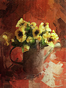 Watering Can With Pansies Digital Art by Lois Bryan