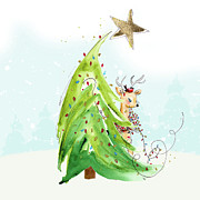 Whimsical Tree And Reindeer Painting by Patricia Pinto Whimsical Tree And Reindeer Painting by Patricia Pinto