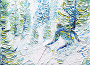 Whistler Ski Print In the Woods Painting by Pete Caswell