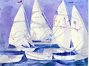 White Sails Painting by Midge Pippel