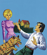 Wild Animal Attacking a Man Drawing by CSA Images
