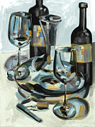 Wine With Dinner I Painting by Heather A. French-roussia