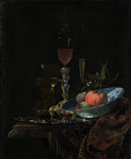 Wineglass And A Bowl Of Fruit, 1663 Painting by Willem Kalf