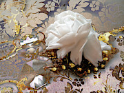 Winter Rose, Golden Light Jewelry Fantasy Art Painting by Tina Lavoie