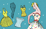 Woman and Clothing Drawing by CSA Images Woman and Clothing Drawing by CSA Images