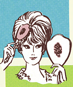 Woman Brushing Her Hair Drawing by CSA Images Woman Brushing Her Hair Drawing by CSA Images