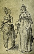 Woman From Nuremberg And Venetian By Albrecht Durer Or Duerer Painting by Albrecht Durer Or Duerer