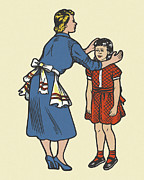 Woman Hugging a Girl Drawing by CSA Images