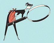 Woman Looking Through a Magnifying Glass Drawing by CSA Images Woman Looking Through a Magnifying Glass Drawing by CSA Images