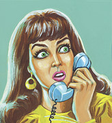 Woman on Phone Drawing by CSA Images