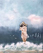 Woman On The Beach Painting by Miroslaw  Chelchowski