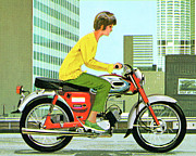 Woman Riding a Motorcycle in the City Drawing by CSA Images