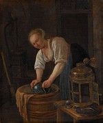 Woman scouring metalware. Painting by Jan Havicksz Steen Woman scouring metalware. Painting by Jan Havicksz Steen