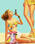 Woman Sitting on the Beach Drawing by CSA Images Woman Sitting on the Beach Drawing by CSA Images