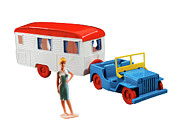 Woman Standing in Front of Car and Trailer Drawing by CSA Images