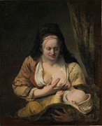 Woman Suckling An Infant Painting by Ferdinand Bol