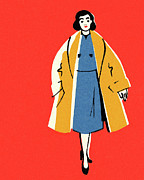 Woman Wearing a Coat Drawing by CSA Images Woman Wearing a Coat Drawing by CSA Images