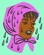 Woman Wearing Rain Cap Drawing by CSA Images Woman Wearing Rain Cap Drawing by CSA Images