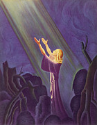 Woman With Her Hands Raised Toward Light Drawing by CSA Images Woman With Her Hands Raised Toward Light Drawing by CSA Images