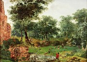Wooded Landscape, C.1690-1700 Painting by Jan Van Der Heyden