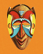 Wooden Mask Drawing by CSA Images Wooden Mask Drawing by CSA Images