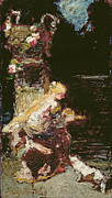 Young Girl With A Cat Painting by Adolphe Joseph Thomas Monticelli