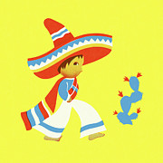 Young Mexican and a Cactus Drawing by CSA Images Young Mexican and a Cactus Drawing by CSA Images