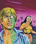 Zombie and Scared Woman Drawing by CSA Images