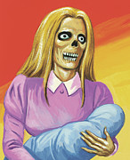 Zombie Woman Holding a Baby Drawing by CSA Images