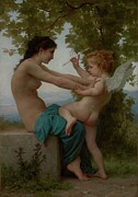 A Young Girl Defending Herself against Eros 1880 #1 Mixed Media by William-Adolphe Bouguereau