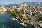 Aerial view of Geneva downtown, city in Switzerland #1 Photograph by Pawel.gaul