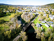 Aerial view of railroad bridge in Middlebury, Vermont #1 Photograph by Eric Killorin