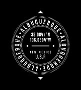 Albuquerque, New Mexico, USA - 2 - City Coordinates Typography Print - Classic, Minimal Digital Art by Studio Grafiikka