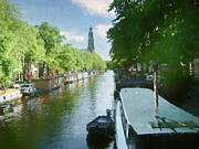 Amsterdam Canal. Beautiful scenic shot of the canal of Amsterdam with boat houses. #1 Photograph by Stuart Chard Amsterdam Canal. Beautiful scenic shot of the canal of Amsterdam with boat houses. #1 Photograph by Stuart Chard
