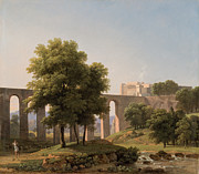An Aqueduct Near a Fortress #1 Painting by Jean-Victor Bertin