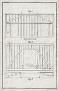 Timber Frame Barn Designs 1858 Art Print Mixed Media by PrintsAntiquA