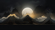 Black and Gold Mountains Painting Painting by Lourry Legarde