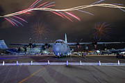 C130 with fireworks #1 Photograph by Keith Homan