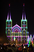 Christmas Stalls with colorful light in front of the Cathedral. #1 Photograph by by Chakarin Wattanamongkol