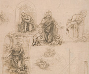 Compositional Sketches for the Virgin Adoring the Christ Child Drawing by Leonardo Da Vinci Compositional Sketches for the Virgin Adoring the Christ Child Drawing by Leonardo Da Vinci
