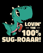 Cute Bubble Milktea Drink Fan Lover T-rex #1 Digital Art by Toms Tee Store