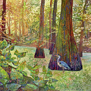 Cypress Swamp - Great Blue Heron Painting by Hailey E Herrera Cypress Swamp - Great Blue Heron Painting by Hailey E Herrera