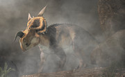 Einiosaurus in Fog #1 Digital Art by Daniel Eskridge