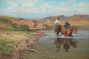 Fording the Big Horn, 1901 #1 Painting by Richard Lorenz