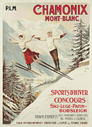 France Mont Blanc Skiing Vintage Railway Travel Poster #1 Painting by Vintage Travel Poster