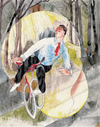 In Vaudeville, the Bicycle Rider #1 Painting by Charles Demuth