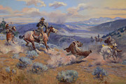 Loops and Swift Horses are Surer Than Lead 1916 #1 Drawing by Charles Marion Russell