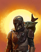 Mandalorian And Baby Yoda #1 Digital Art by Martin Friend